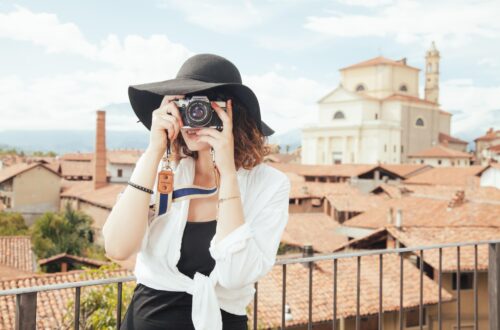 woman taking photo